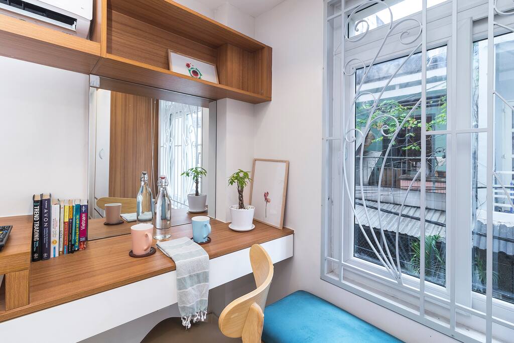 Perfect reading spot right by the windows with natural light