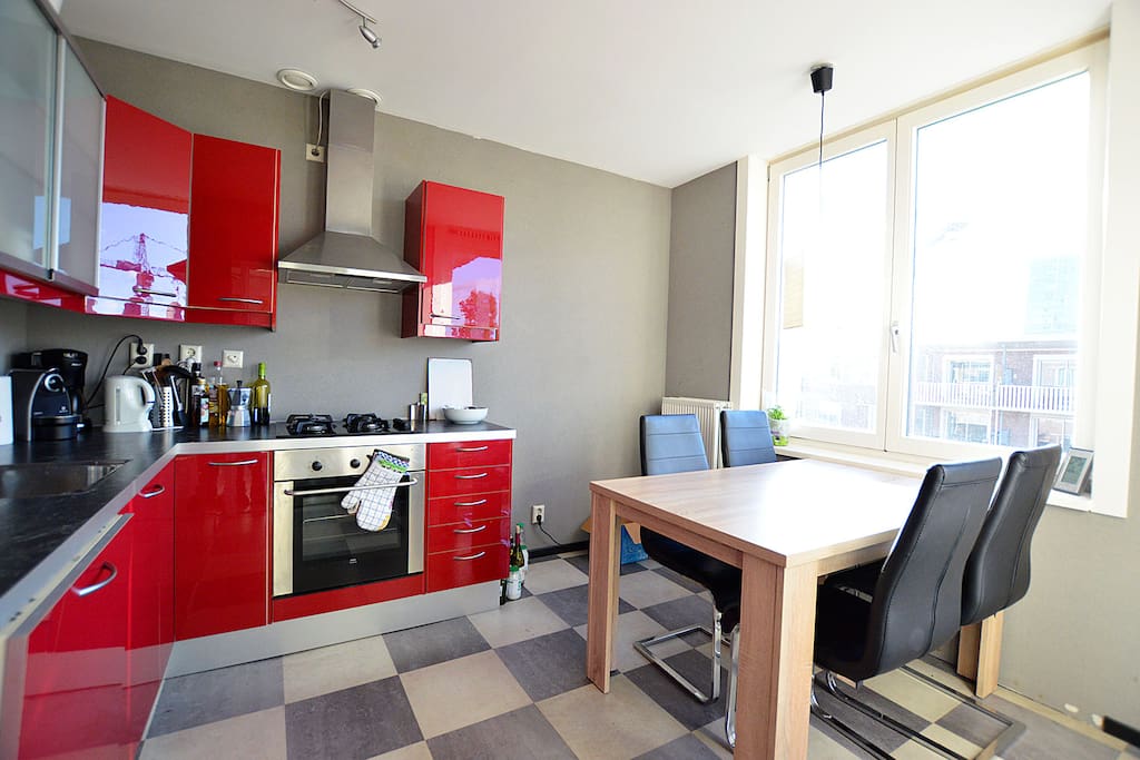 There's a dining table which can also be used as a workspace