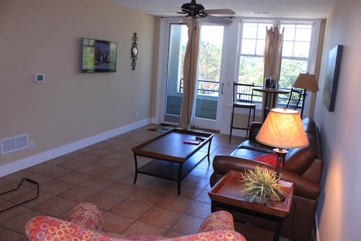 Living room with 55" Roku TV includes local cable, Netflix, Amazon Prime Videos, and Pandora. Wi-Fi Included with USB and power outlets located throughout unit.