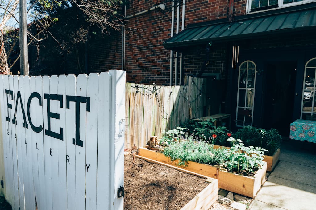 Enter through our gallery garden always full of seasonal flowers and herbs.