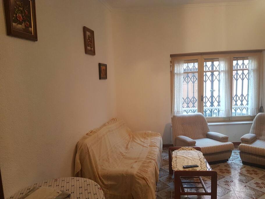 living room where you will stay. this is the sofá/couch which you will use to sleep