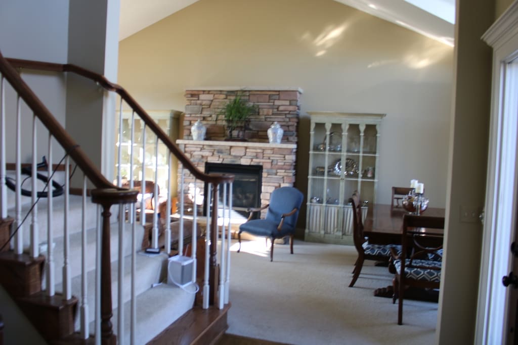 View of living room and dining room