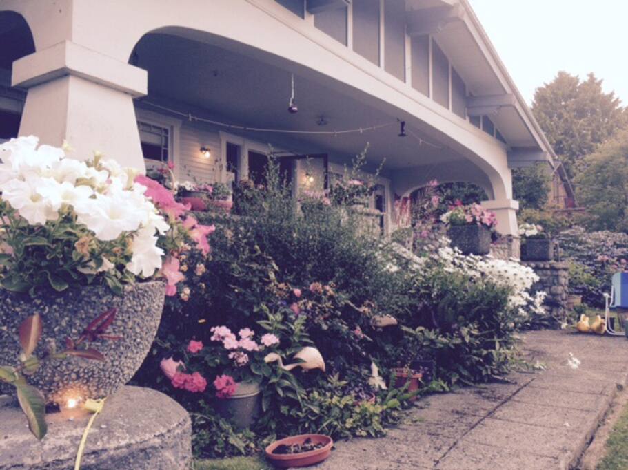 The gardens are brimming with flowers all summer long.
