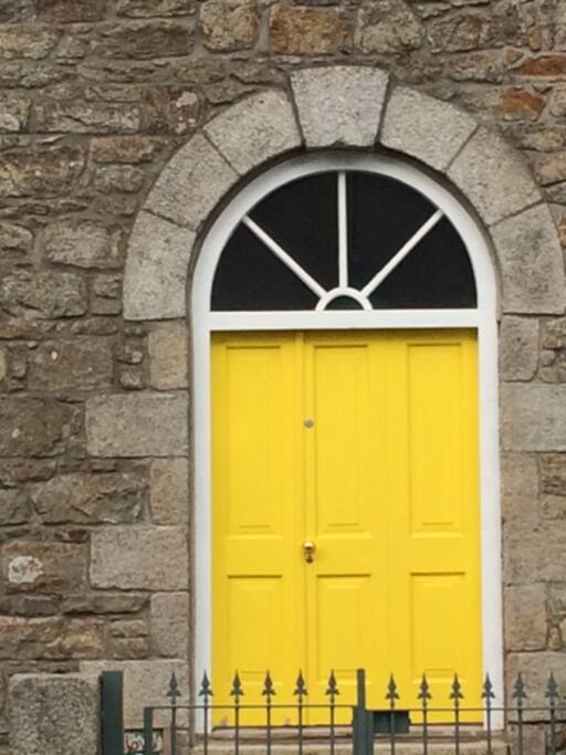The imposing front door of The Painted Chapel with its hand cut granite surrounds