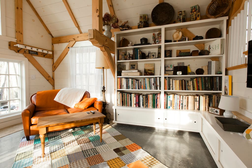 Living-room with books, and games and more