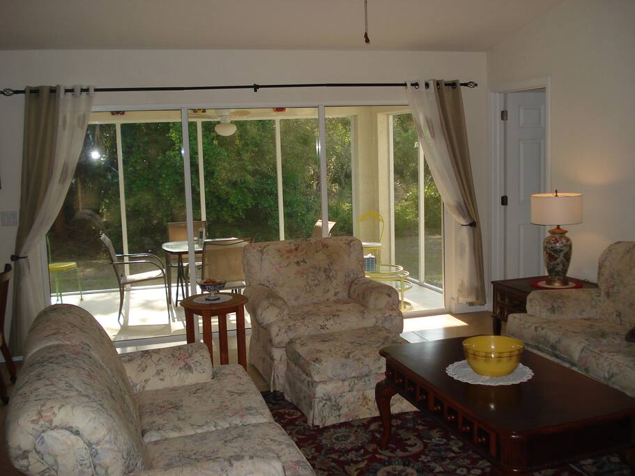 Living room with cathedral ceiling