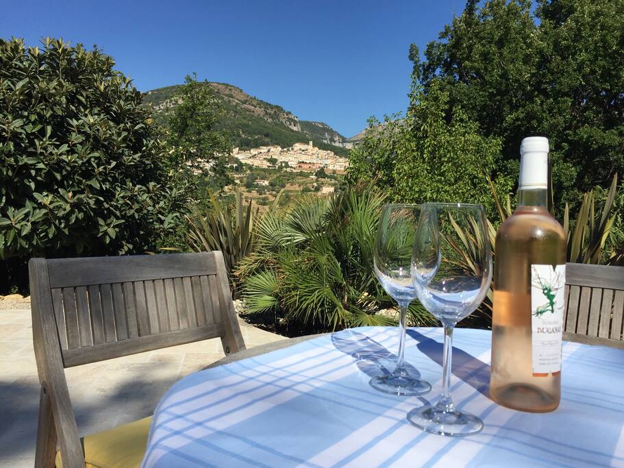 Poolside view of the village