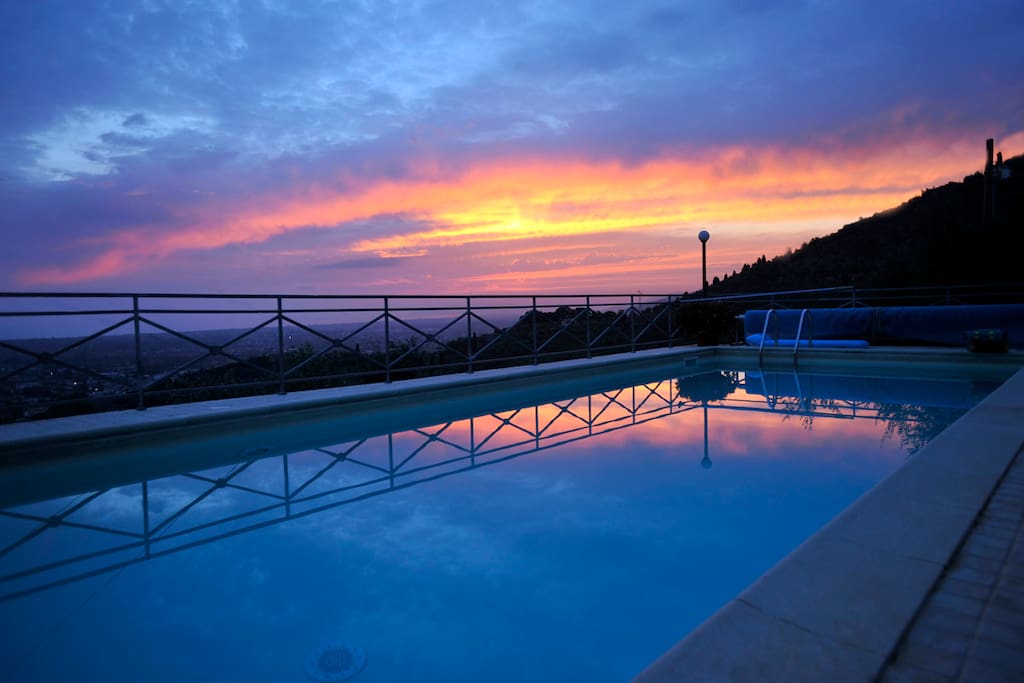 The pool at sunset