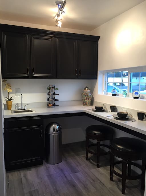 Spacious kitchen with a view