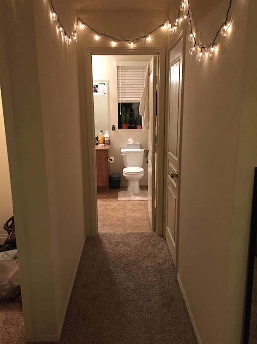 hallway to upstairs bathroom (attached to bedroom)
