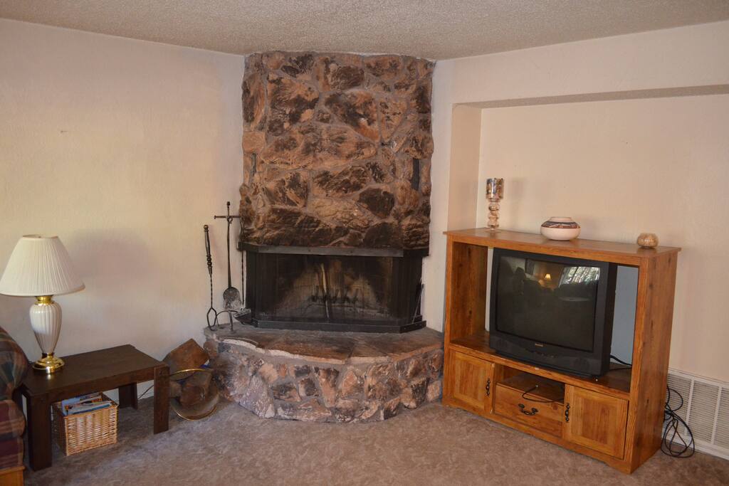 Wood fireplace for those cold Tahoe nights!