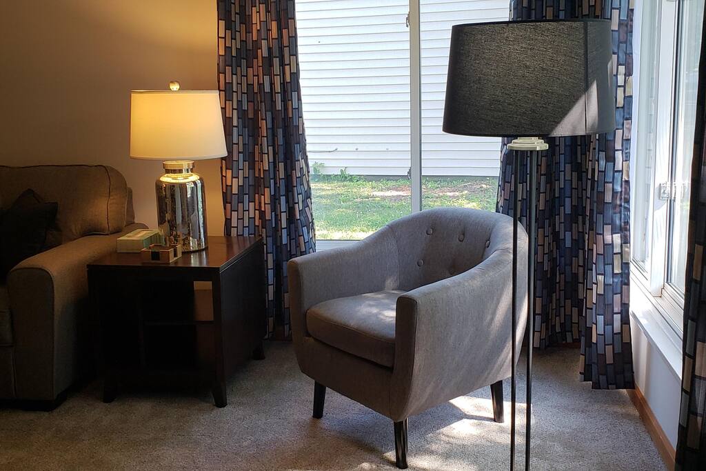 Beautifully lit, relaxing family room