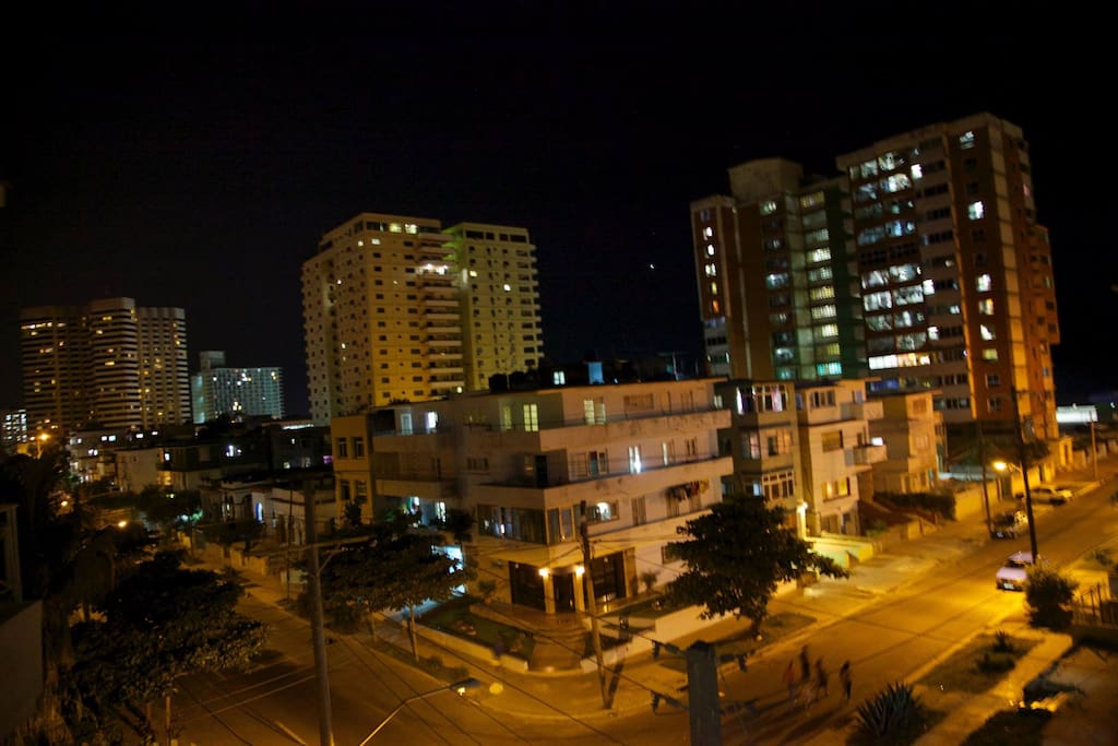 View from the terrace, at night