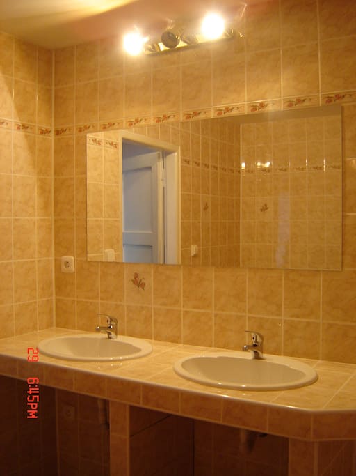 Samostatná koupelna patřící k dvoupokojovému apartmánu s toaletou.