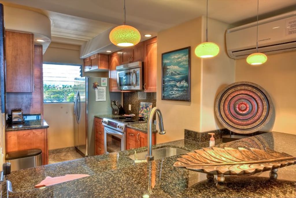 Kitchen with granite counters and stainless steel appliances