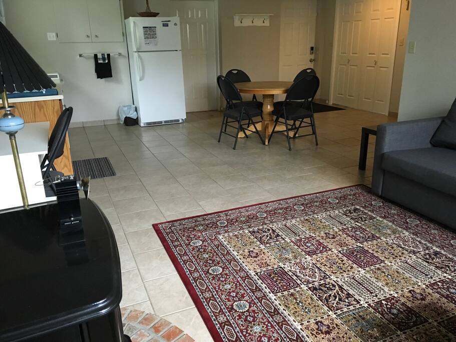 Open plan kitchen/dining.