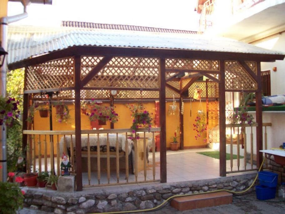Wooden gazebo nice in summer nights