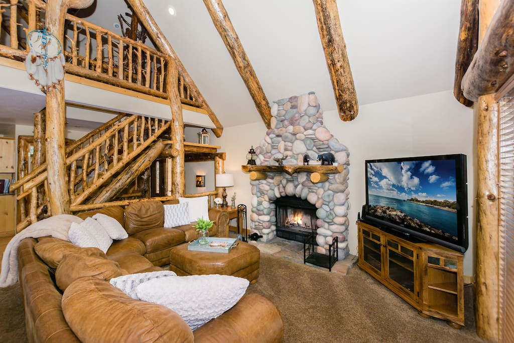 Great Room with Real Wood Burning Fireplace