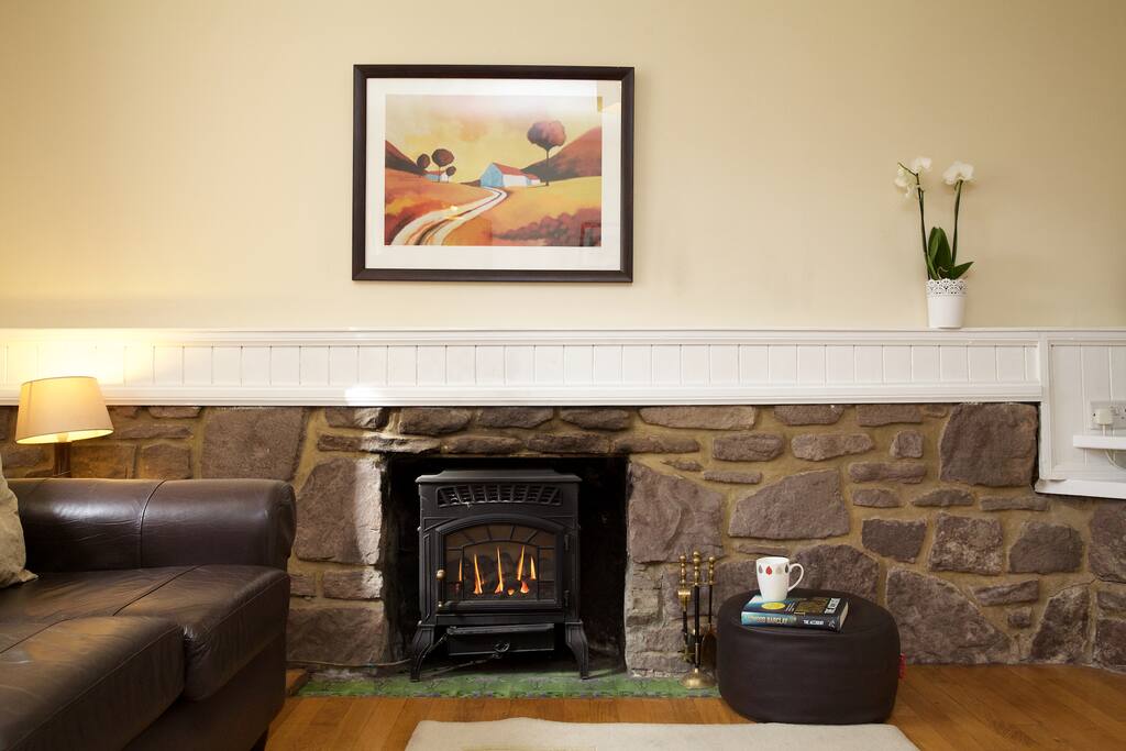 Lounge with gas fire