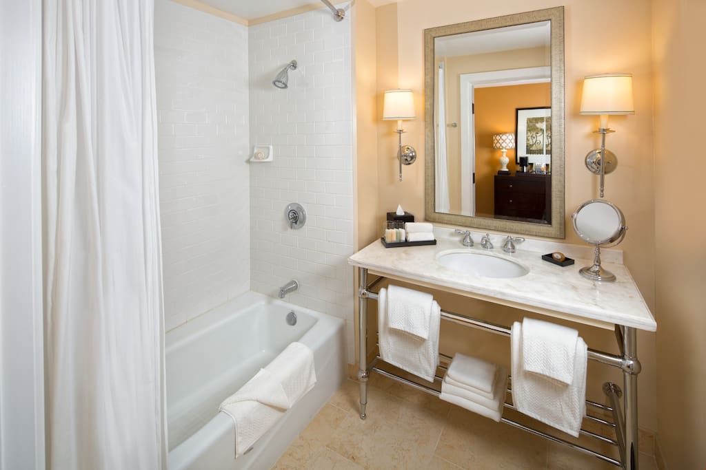 Get ready for the day in the bright and spacious bathroom.