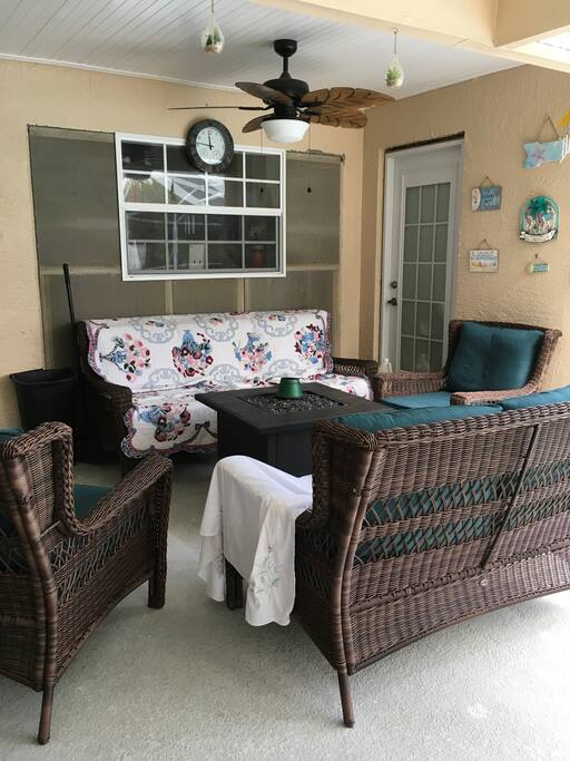My lanai, perfect for sitting and eating or just relaxing.