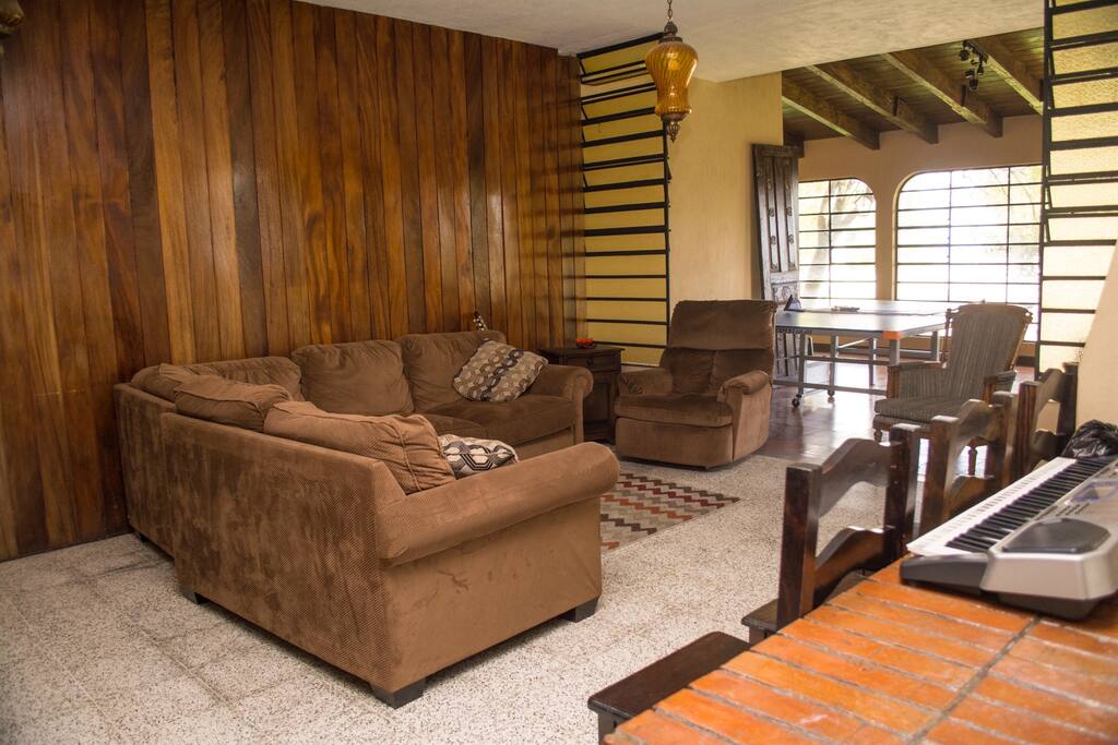 Living room area with fireplace!