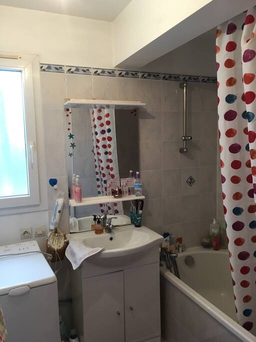 Salle de bain , baignoire, machine à laver