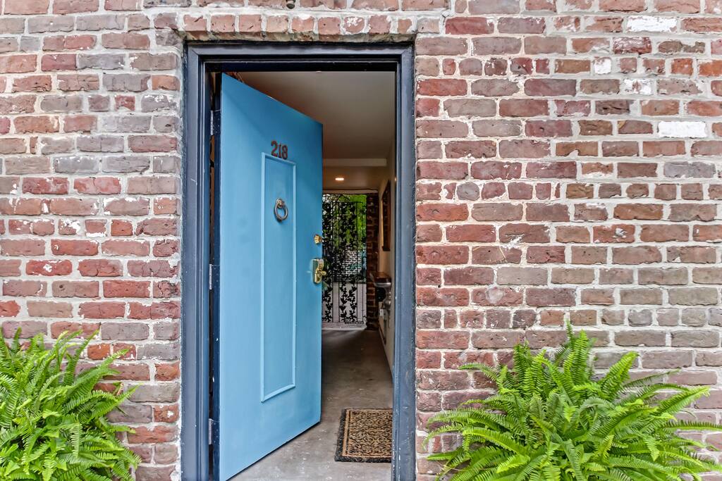 Private entrance with a keypad lock