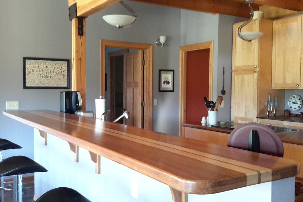 Custom wood bar and countertops
