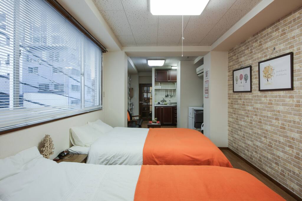 The bedroom and the living room are separate.