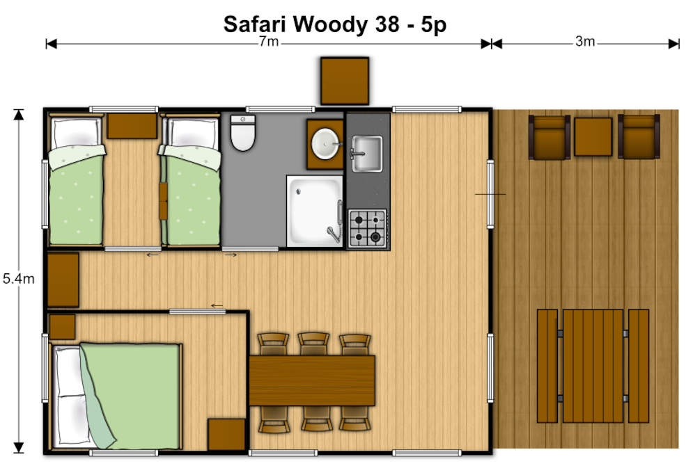 plan of the safaritent Woody 38