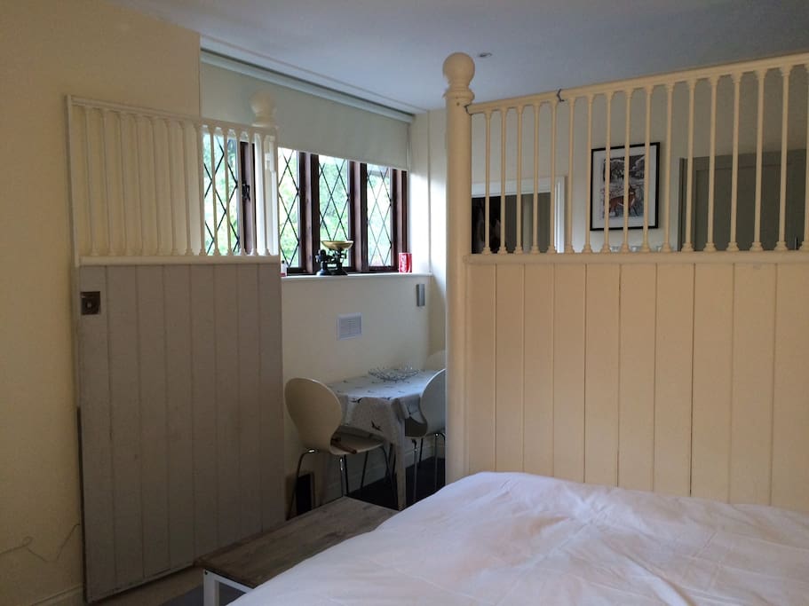 The stable stall leads into the kitchen
