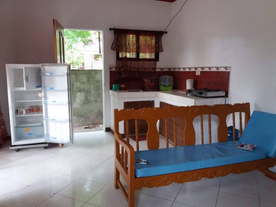 kitchen and living area
