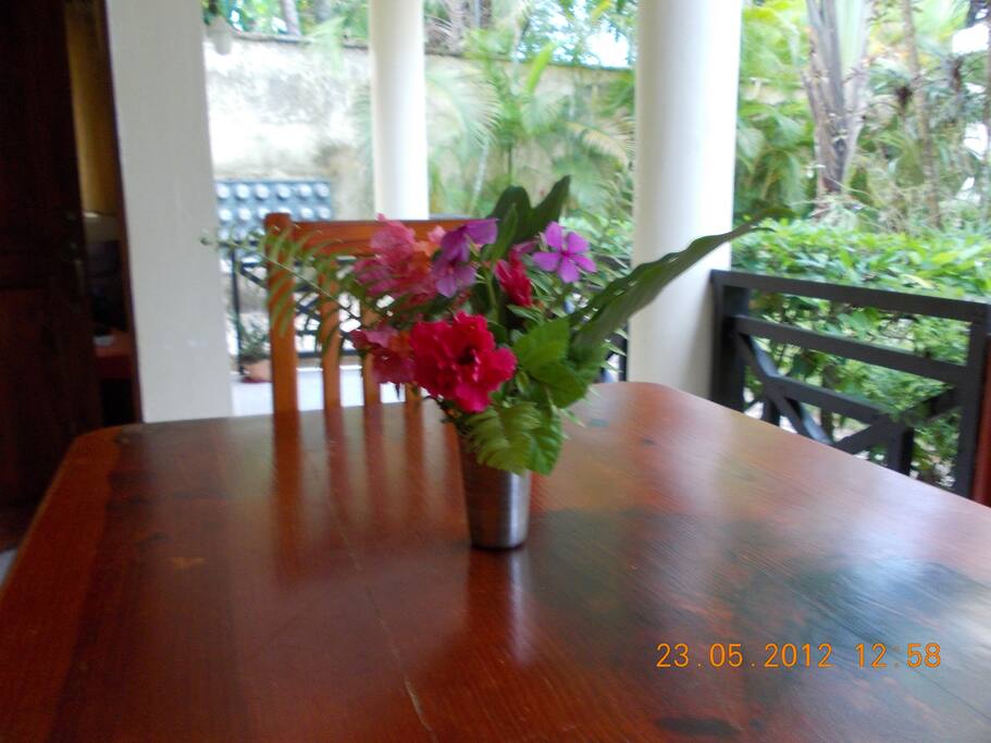 Terraza privada junto a jardin comunitario