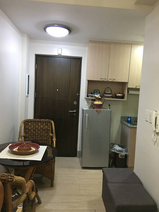 Entrance door including dining nook