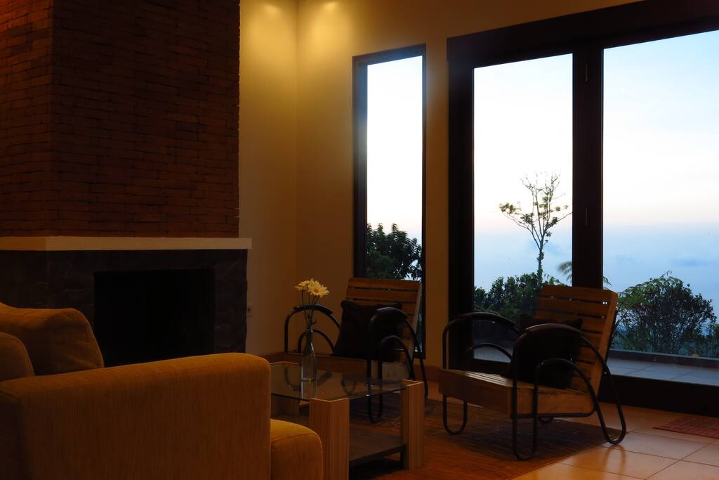 Living room with fireplace