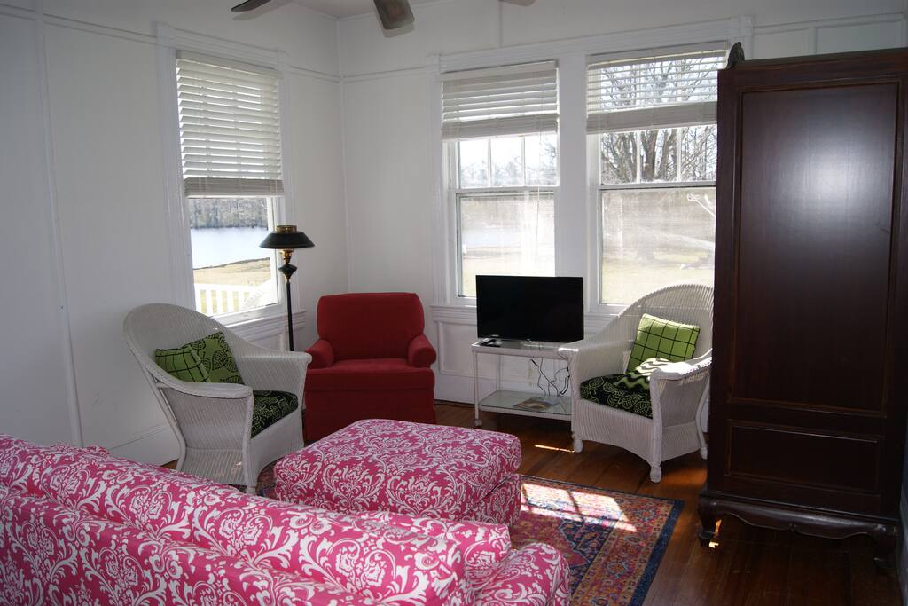 Sunny waterfront living room