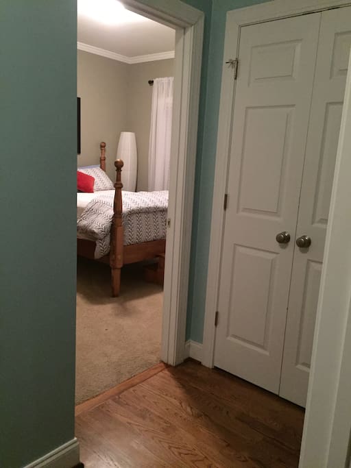 View into the guest room, from the front hallway