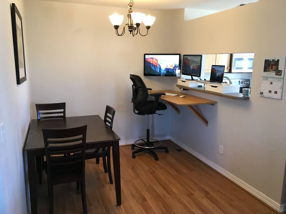 Dining Room, with a foldable standing desk