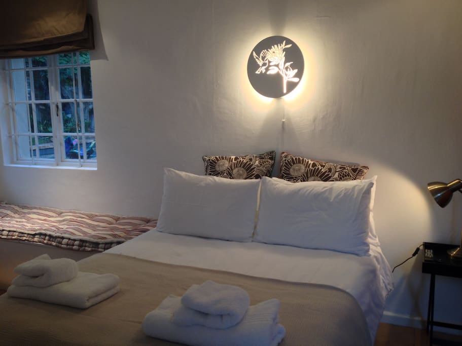 cosy comfy bed with crisp white linen.