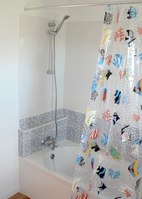Bathroom; shower + bath suitable for small children