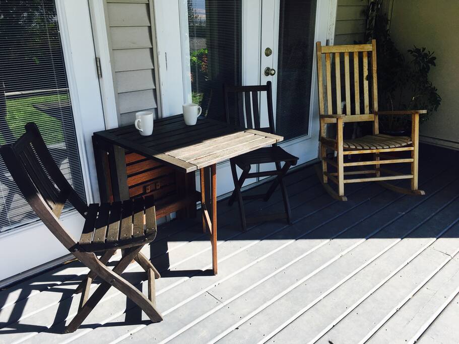 Enjoy morning coffee or breakfast on the patio with a view.