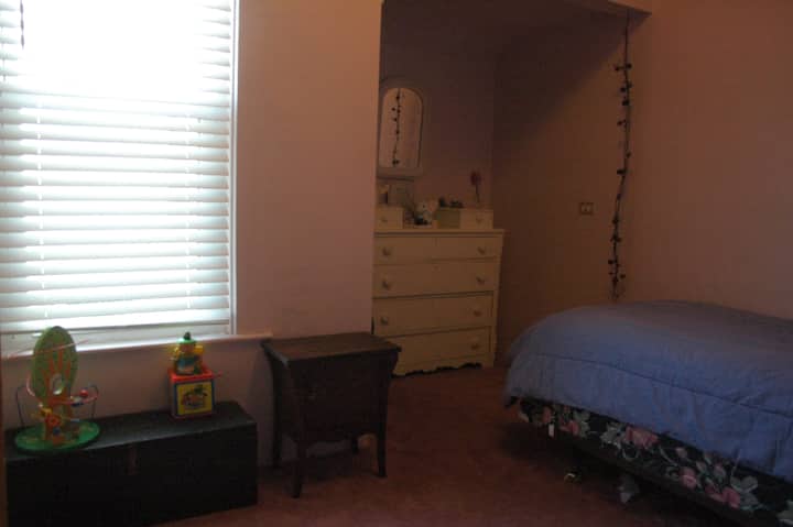 La chambre rose : lit jumeau (chambre pour enfants/ bibliothèque)
