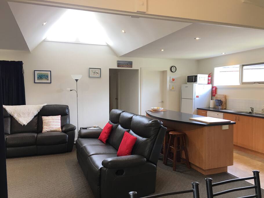 Sunshine pours in through the gable windows.