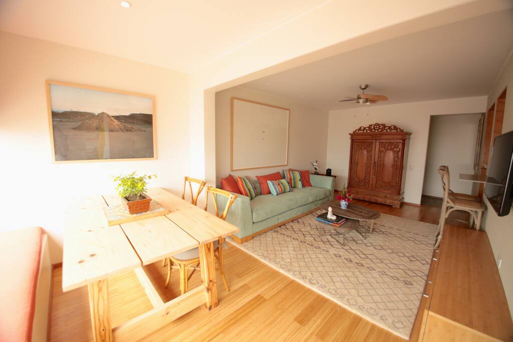 living room with dining table