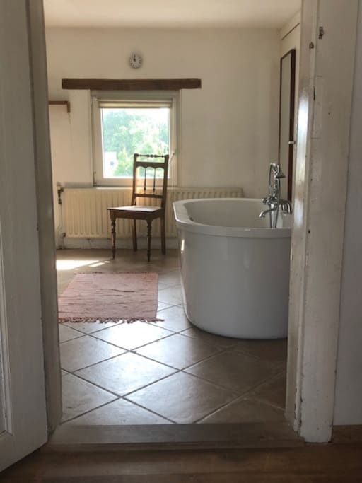 looking to private bathroom from the bedroom