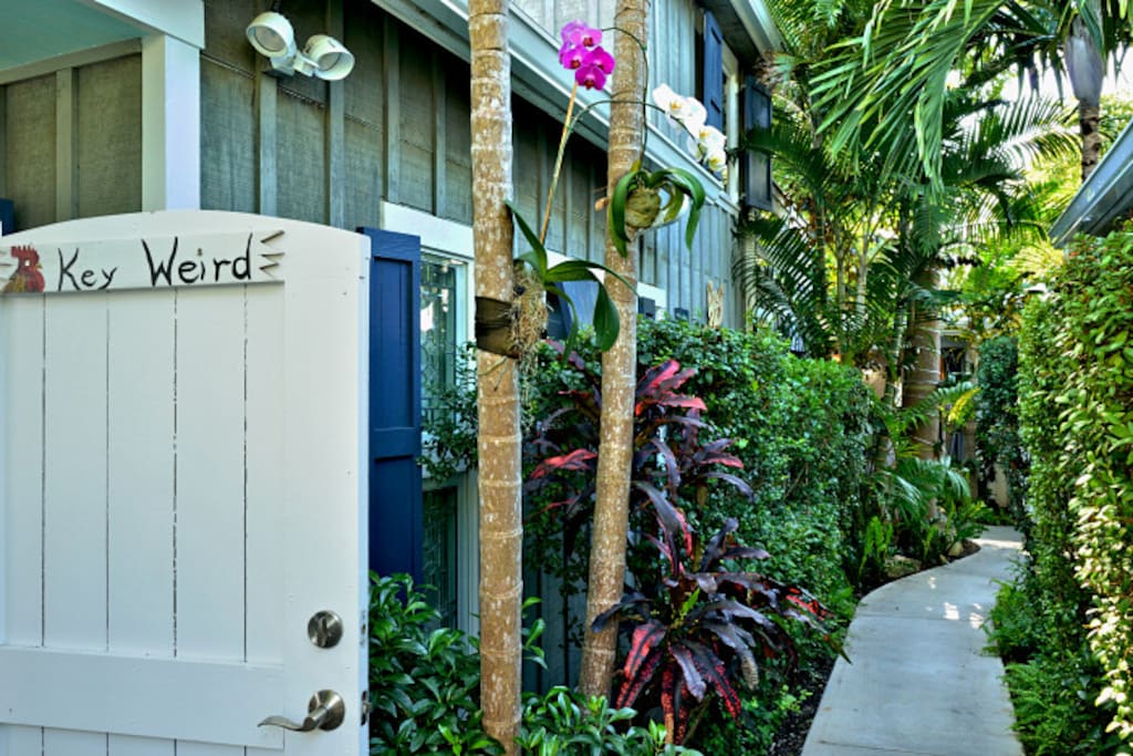 Opening your gated entrance to Harrison's Hideaway. I love yard art!