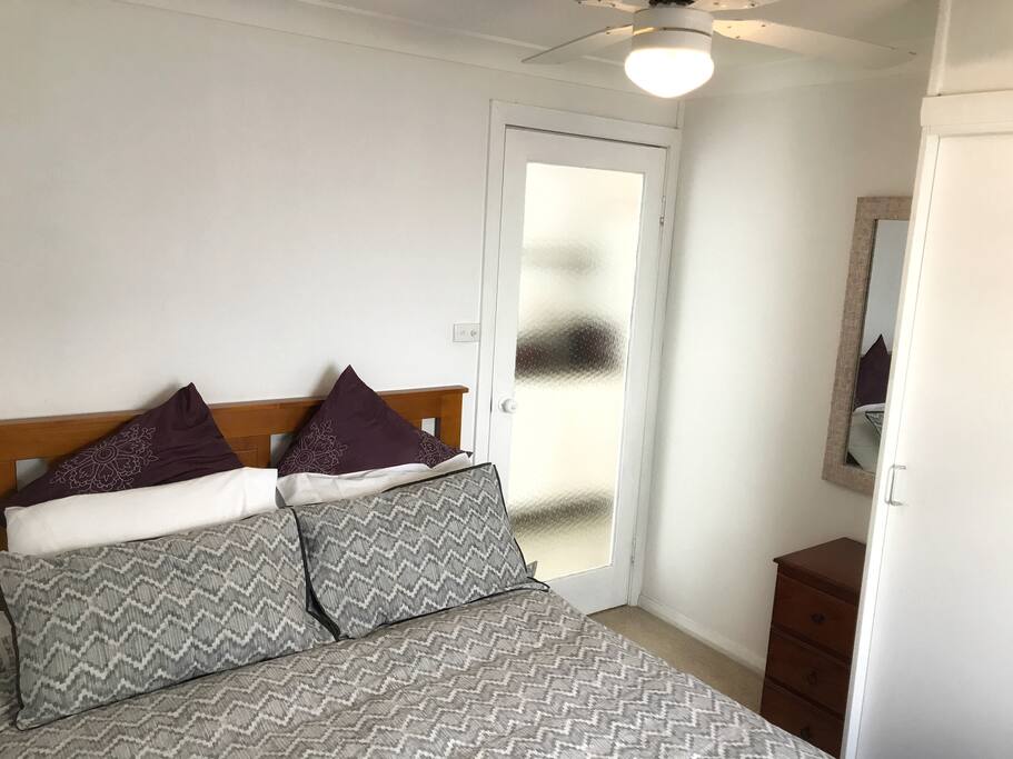 Bedroom; in ceiling fan, built in wardrobes with ample room, ironing board & iron.
