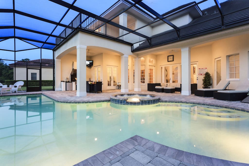 Custom made private swimming pool and a hot tub