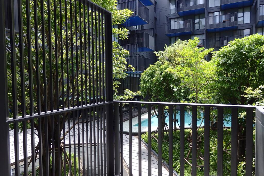 自家阳台的泳池景观 (pool garden view in the balcony)